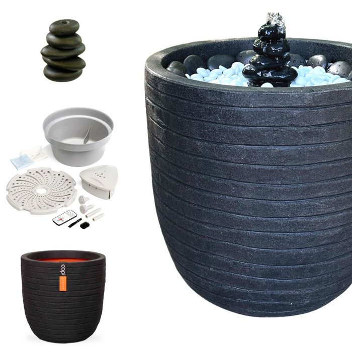 Hydria Life Hydria Water Feature Kit With Capi Planter And Pebbles